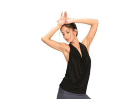 Cowl Neck Backless Halter Top in Black